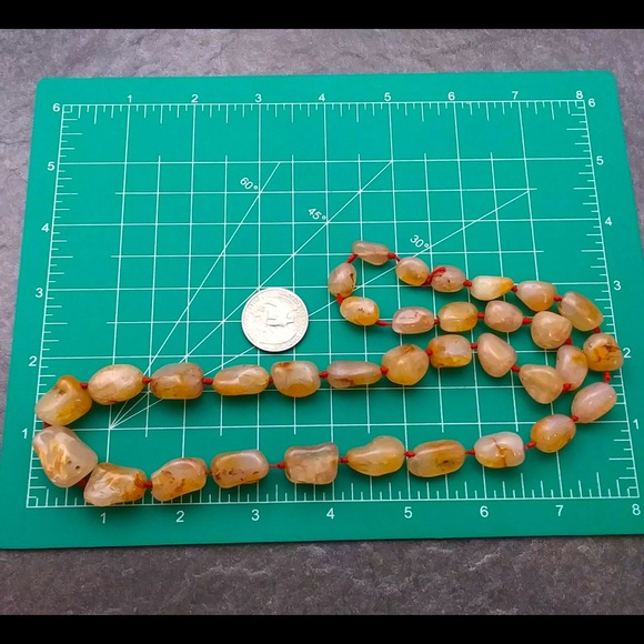 Vintage Hand-Knotted Stone Beaded Necklace. 24” - Picture 7 of 8